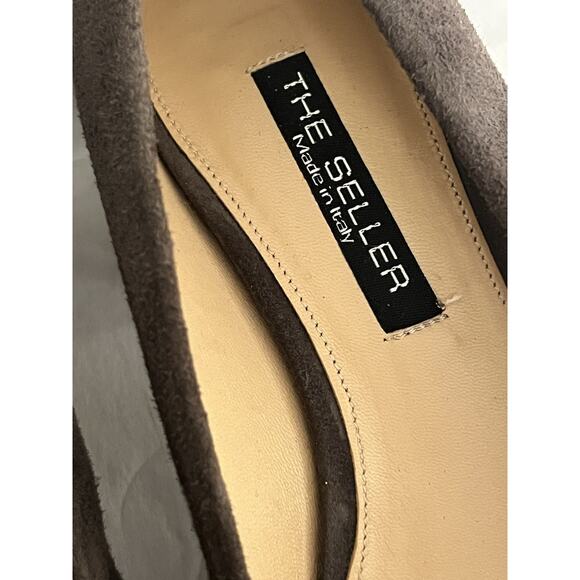 NEW The SELLER Block Heel Pump •37.5/. 7• Brown Suede Round Toe Heel Shoes ITALY - Picture 9 of 9